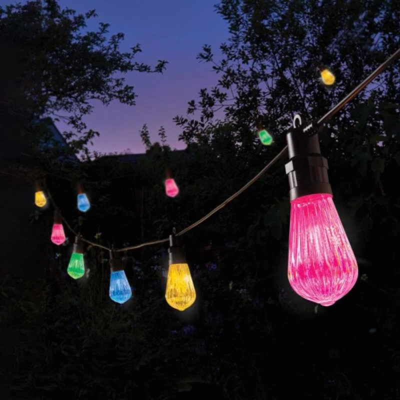 Image of 9.5m Set of 20 Connectable Fluted Festoon String Lights with Multi-Coloured LEDs