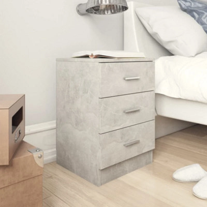 Image of Bedside Cabinets 2 pcs Concrete Grey 38x35x56cm Chipboard