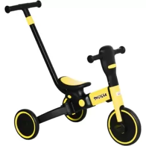 Image of 4 in 1 Kids Trike with Parent Handle Balance Bike for 1.5-4 Years Yellow - Yellow - Homcom