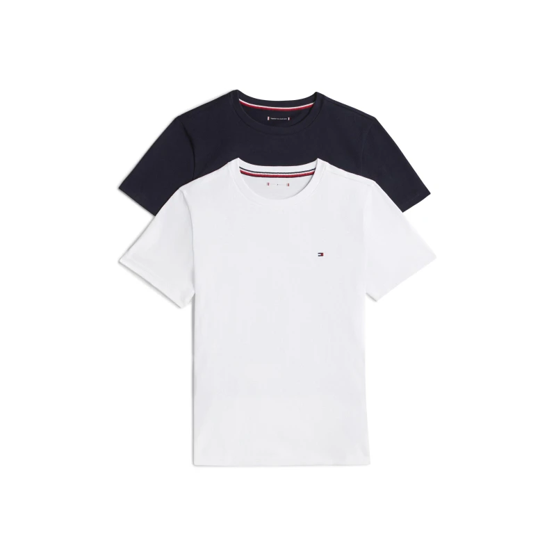 Image of Tommy Hilfiger 2 Pk Ss Tee Navy/White 0S0 male 10-12Y