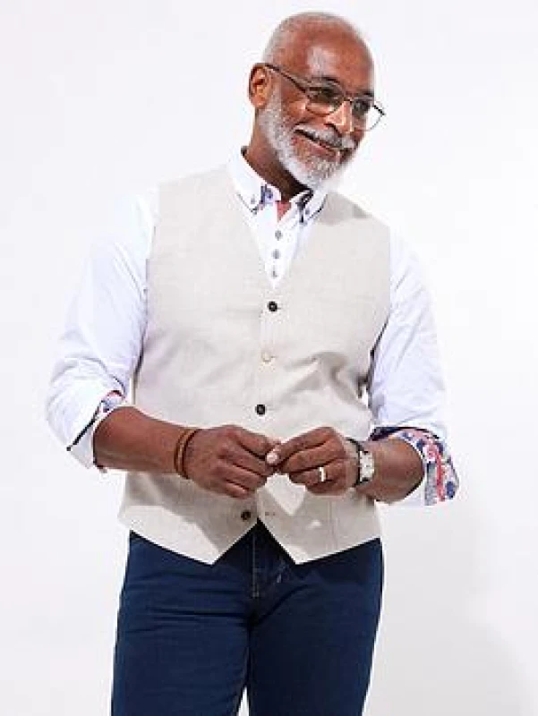 Image of Joe Browns Joe Browns Men Woven Linen Blend Suit Waistcoat in Cream Size: 38R Cream 38R Male 5059953247296