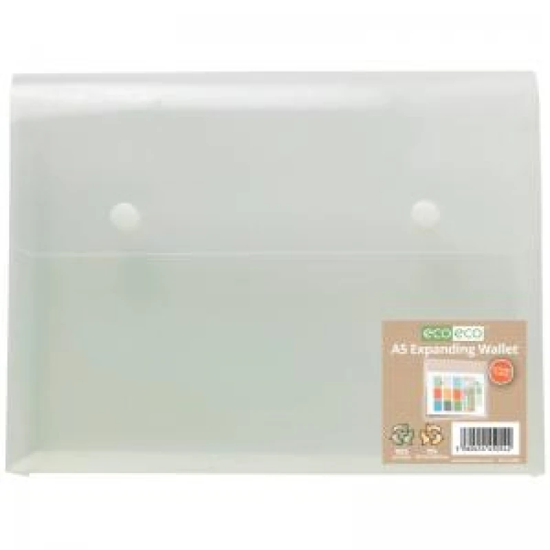 Image of Eco Eco 95% Recycled Expanding 2 Stud Wallet A5 Clear eco054-S