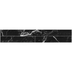 Image of Black Marquina Split Face Wall Tile 8 x 44.25cm - Bata