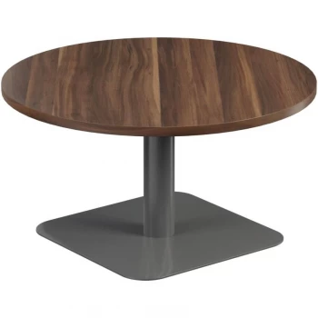 Image of 800MM Circular Low Contract Table - Silver/Dark Walnut