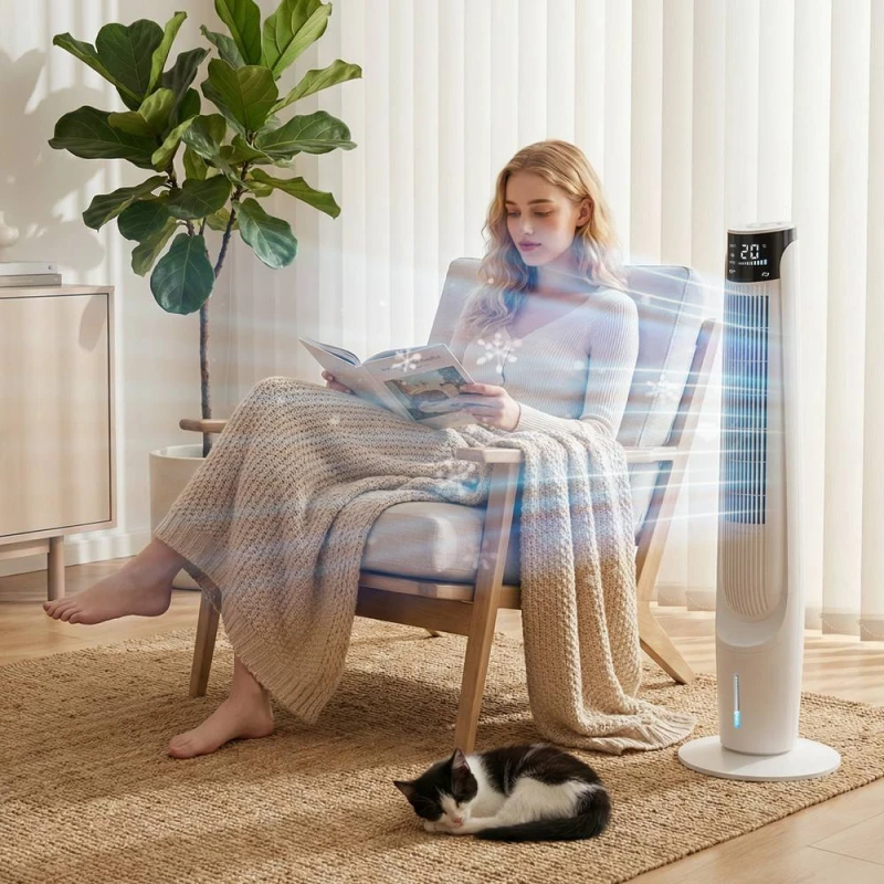 Image of HOMCOM Air Cooler Ice Cooling Fan for Bedroom, Living Room, White White Unisex