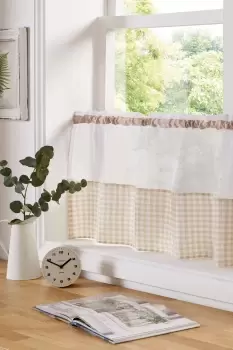 Image of Gingham Cafe Curtain Panels - Size: 59x24" - Natural