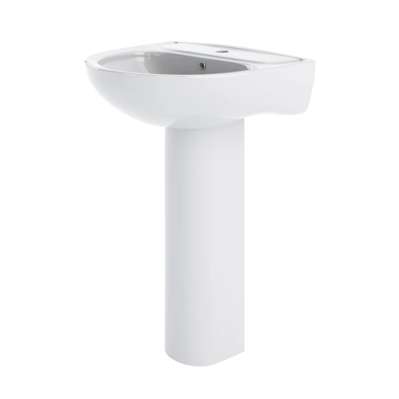Image of Balterley Round 1 Tap Hole Basin with Full Pedestal White