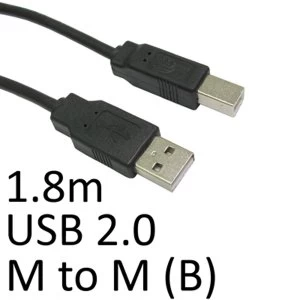 Image of USB 2.0 A (M) to USB 2.0 B (M) 1.8m Black OEM Printer/Scanner Data Cable