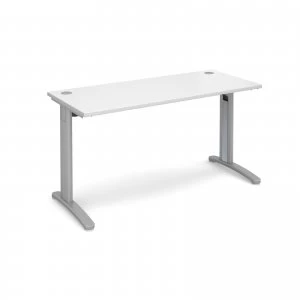 Image of TR10 Straight Desk 1400mm x 600mm - Silver Frame White Top