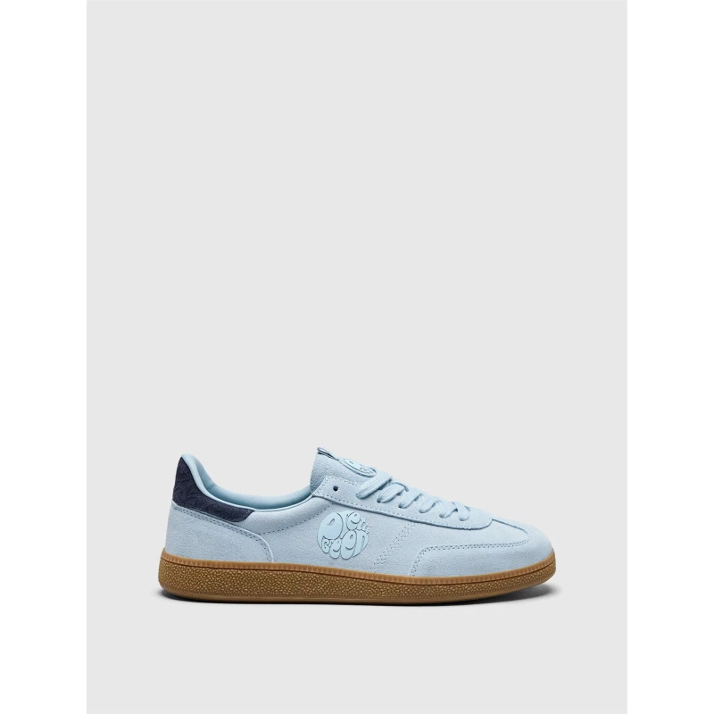 Image of Pretty Green Mens Ramblas Suede Low-Top Trainers Powder Blue/Gum male 6 (39)
