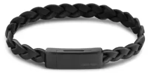Image of Calvin Klein 35000129 Contemporary Black Plaited Leather and Jewellery