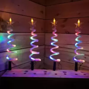 Image of Festive Christmas Set of 4 Multicolour LED Outdoor Indoor Spiral Trees