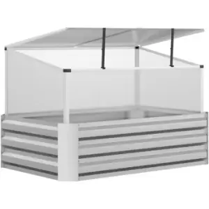 Image of Outsunny - Mini Greenhouse and Planters, Raised Beds for Garden with Cold Grame - Silver