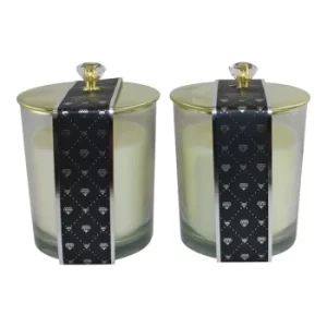 Image of Set of 2 Glass Candle Jars with Diamond Style Lids, Fragranced