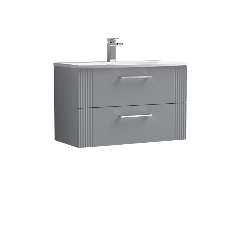 Image of Balterley 2 Drawer Wall Hung Vanity Unit Curved Basin Grey 800mm Grey