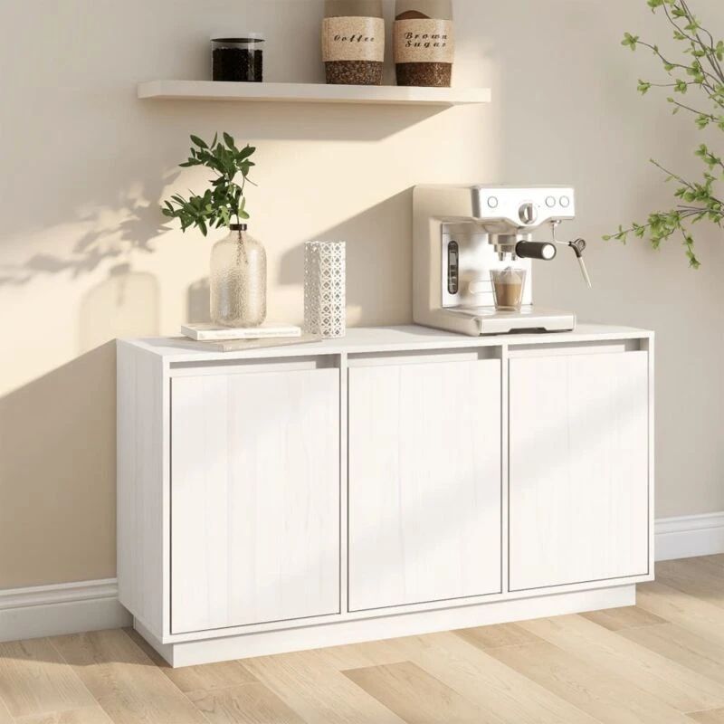 Image of VIDAXL Sideboard White 111x34x60cm Solid Wood Pine Vidaxl 8720286904480