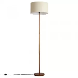 Image of Heather Dark Wood Floor Lamp with XL Mink Reni Shade