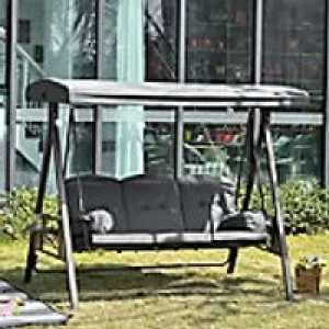 Image of OutSunny Swing Bench Steel, Polyester Fabric Grey