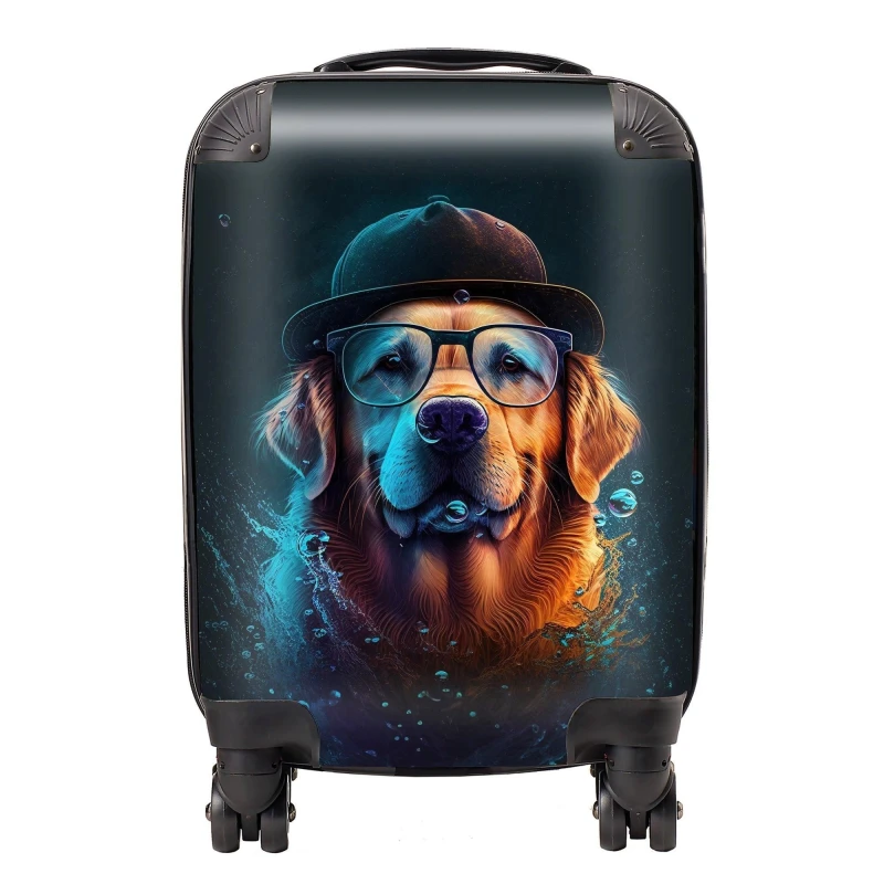 Image of Warren Reed - Designer Golden Retriever Dog Splashart Suitcase Size: Medium Multicolor Unisex Medium