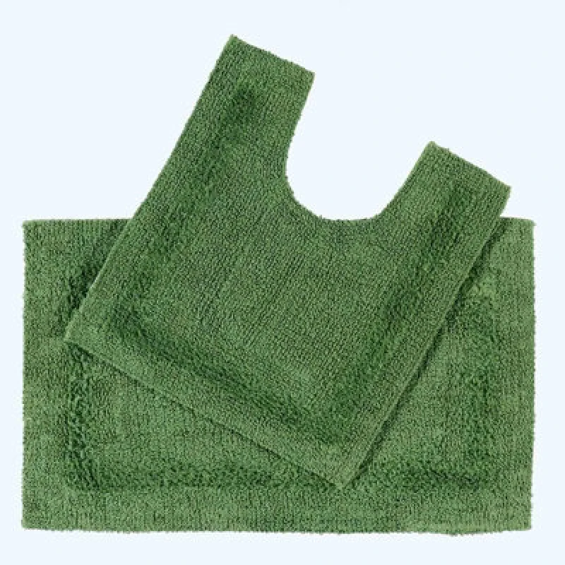 Image of Homescapes Luxury Reversible Bath Mat Set Bottle Green