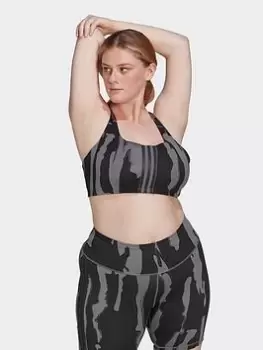 Image of adidas Thebe Magugu Training Medium-Support Bra (Plus Size), Grey, Size 4X, Women