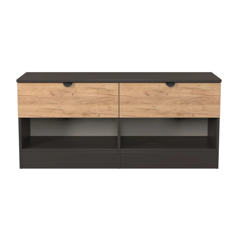 Image of Welcome Furniture Solomon 2 Drawer Openshelf Bed Box Chest of Drawers Medium Grey 42366290390