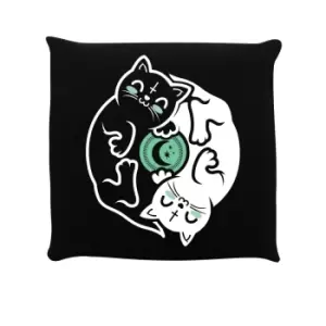 Image of Grindstore Witchy Kittens Yin Yang Filled Cushion (One Size) (Black)