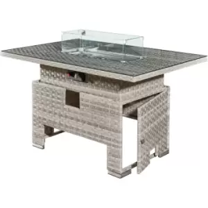 Image of Icarus Rattan Rising Firepit Table in Dove Grey
