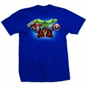 Image of Avengers Avengers Character Fly Mens Blue T-Shirt Medium