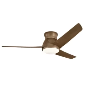 Image of Kichler Eris 3 Blade 132cm Ceiling Fan with LED Light Walnut IP44 Remote Control