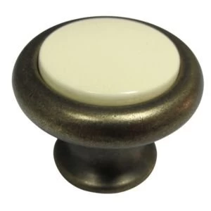 Image of Cooke Lewis Bronze Ivory Effect Round Cabinet Knob L50mm Pack of 1