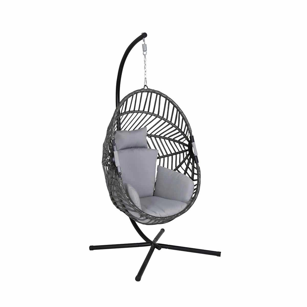 Image of Charles Bentley Rattan Egg Chair Grey Steel