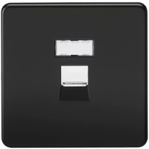 Image of KnightsBridge Screwless Matt Black RJ45 Network Outlet Wall Socket