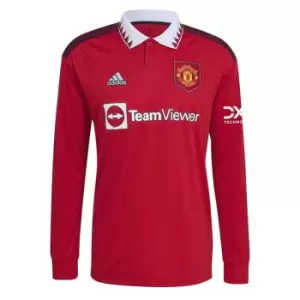 Image of adidas Manchester United FC Home Long Sleeve Shirt 2022/2023 Mens - Red