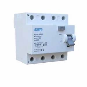Image of ESR RCCB RCD 4 Pole Module Domestic Consumer Unit Circuit Breaker - 80A 100mA