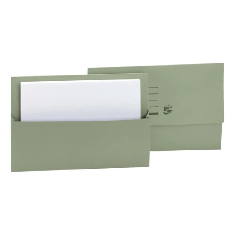 Image of 5 Star office 5 Star Office Document Wallet Half Flap 250gsm Recycled Capacity 32mm Foolscap Green (Pack of 50) 297331