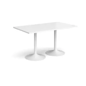 Image of Genoa rectangular dining table with white trumpet base 1400mm x 800mm - white