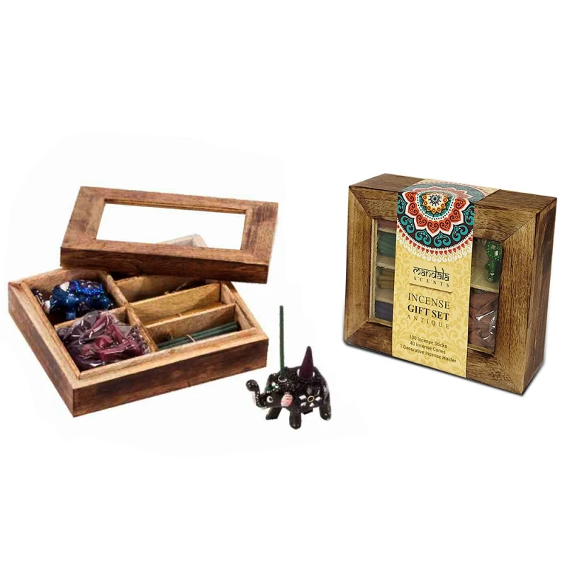 Image of Unbranded Mandala Incense Gift Set in Wooden Gift Box