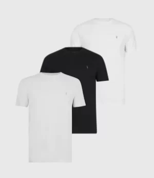 Image of AllSaints Mens Tonic Crew T-Shirt 3 Pack, Opt/jet/quarry GRY, Size: XS
