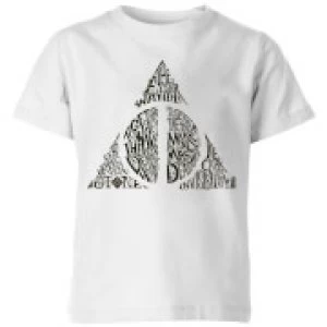 Image of Harry Potter Deathly Hallows Text Kids T-Shirt - White - 7-8 Years - White