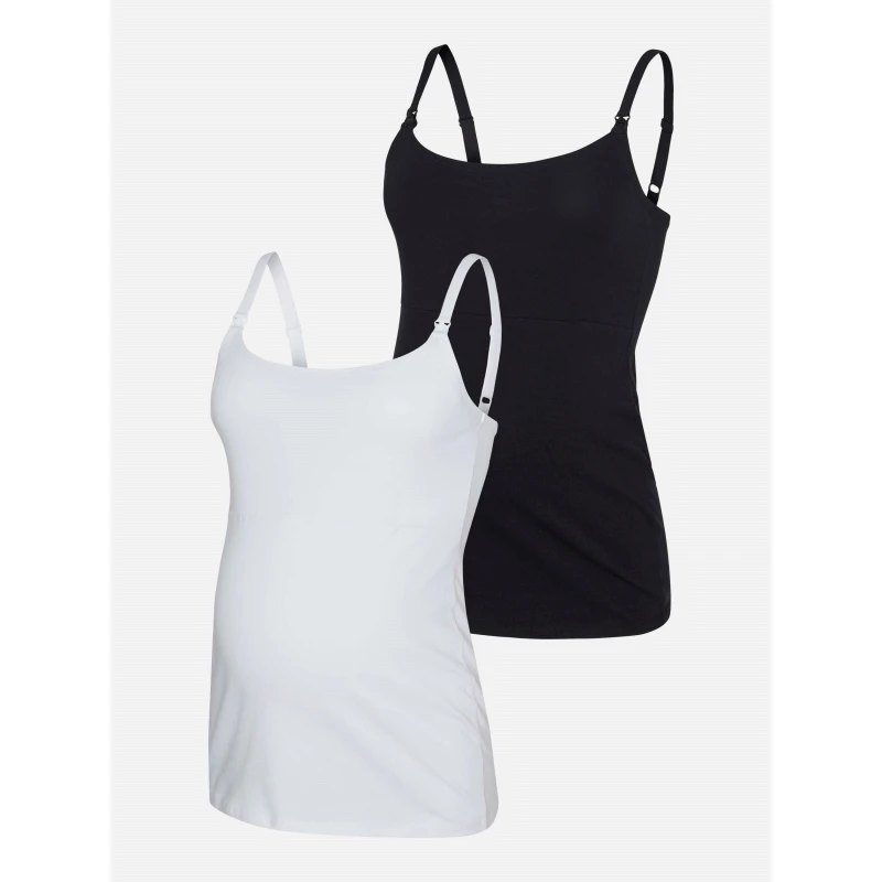 Image of Mamalicious Maternity 2-Pack Strap Nursing Vests Black female 8 (XS)