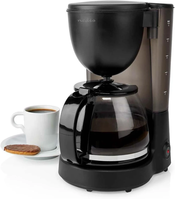 Image of Nedis Coffee Maker 1.25L Easy to Use Keep Warm Function Nylon Reusable Filter - Black NED-334391 Filter Coffee Machine
