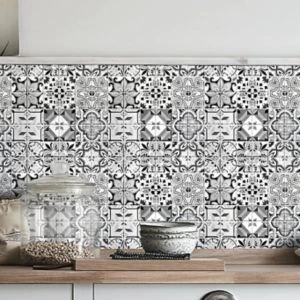 Image of House of Mosaics Geo Black and White 320x320mm Glass Mosaic Tile