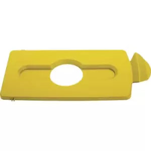 Image of Rubbermaid Lid insert, bottle/can slot, yellow