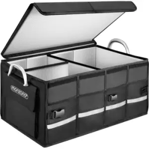 Image of Trunk Boot Organiser Lid 63L Partitions Waterproof Foldable Reinforced Walls Non-Slip Car Bag 60x35x30cm Schwarz mit Isolierfolie (de) - Monzana