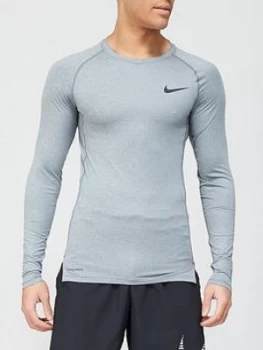 Image of Nike Pro Compression Long Sleeve Top - Grey, Size L, Men