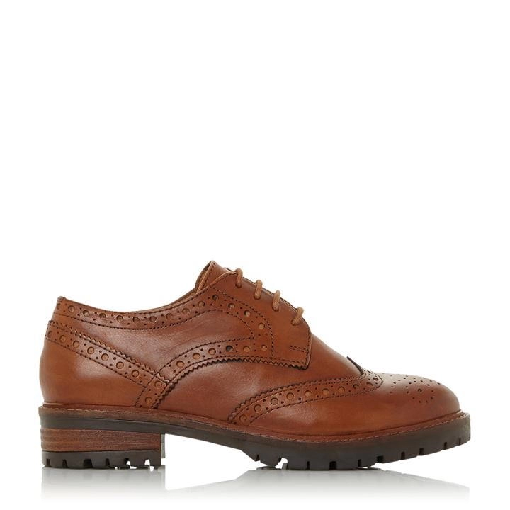 Image of Dune Tan Leather 'Feliks' Brogues - 3