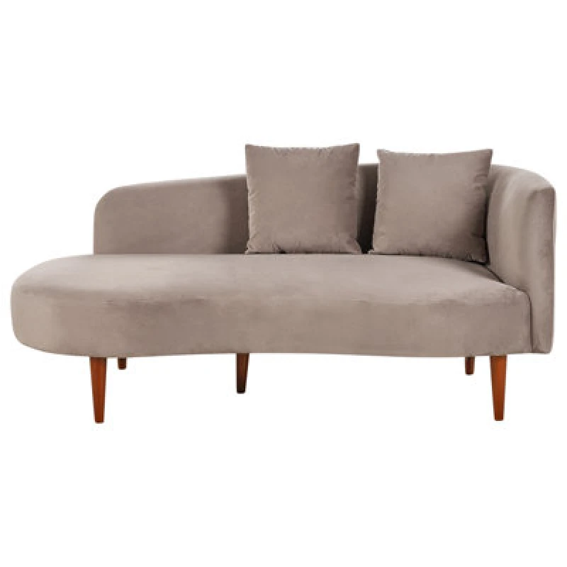Image of Beliani Right-Hand Chaise Lounge Chaumont Velvet Taupe