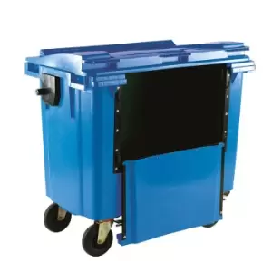 Image of 660L Red Wheelie Bin With Drop Down Front - 1200 x 1350 x 770mm