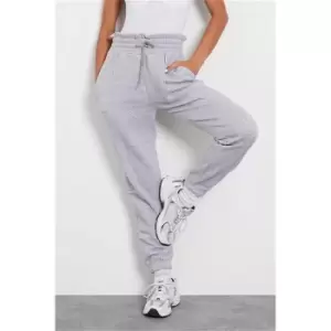 Image of I Saw It First Grey Marl Tie Waist Front Pintuck Slim Fit Joggers - Grey